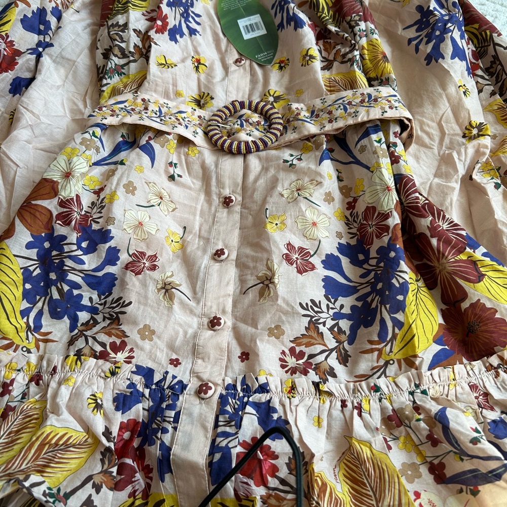 FARM Rio NWT Multicolor Floral Dress with Beaded Belt